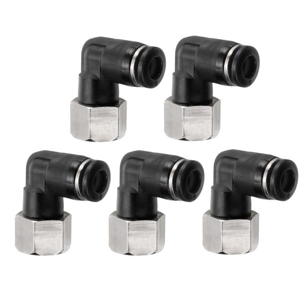 uxcell 5個PLF6-N02空気チューブ継手6mmチューブOD x 1/4" N PT 90度...