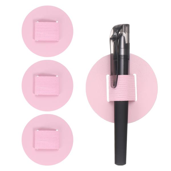 uxcell ノート用丸型ペンルーぷホルダー4個セット、セルフ粘着式PUレザーペンホルダー タブレッ...