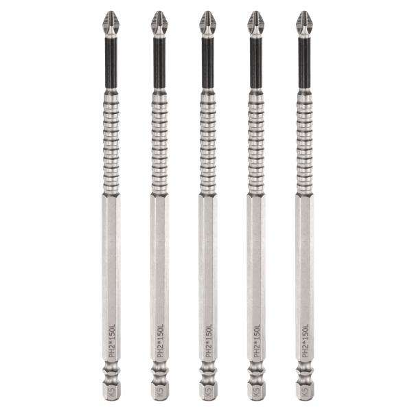 uxcell 5本セット プラスビット ドライバービット PH2 長さ150mm 六角軸 強力磁気ビ...