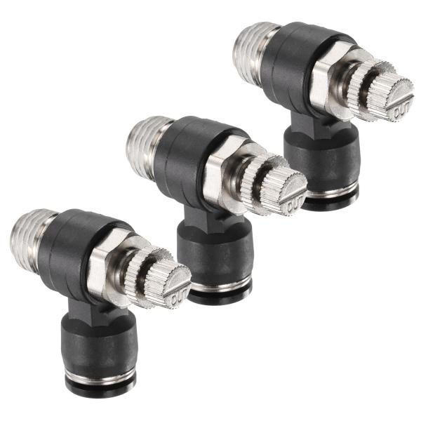 uxcell 3個のエアフローコントロールバルブ8mmチューブOD x 1/4" PTスレッドプッシ...