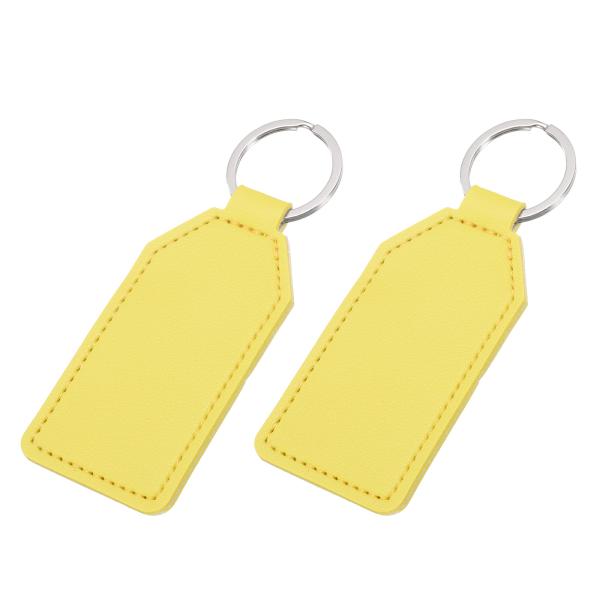 uxcell 2個のレザーキーフォブ、PUカーキーチェーンブ ランクキーリングキーホルダー、DIYレ...