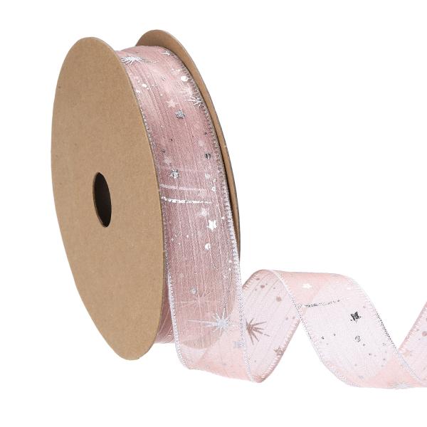 PATIKIL オーがんザスターリボンワイヤード 1インチ幅20ヤードクリスマスツリープリントシアー...