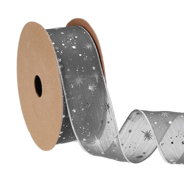 PATIKIL オーがんザスターリボンワイヤード 1.6インチ幅20ヤードクリスマスツリープリントシ...