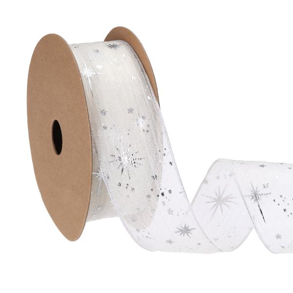 PATIKIL オーがんザスターリボンワイヤード 1.6インチ幅20ヤードクリスマスツリープリントシ...