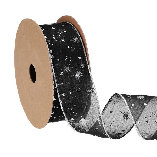 PATIKIL オーがんザスターリボンワイヤード 1.6インチ幅20ヤードクリスマスツリープリントシ...