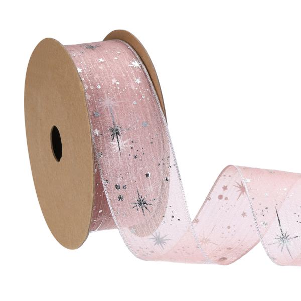 PATIKIL オーがんザスターリボンワイヤード 1.6インチ幅20ヤードクリスマスツリープリントシ...