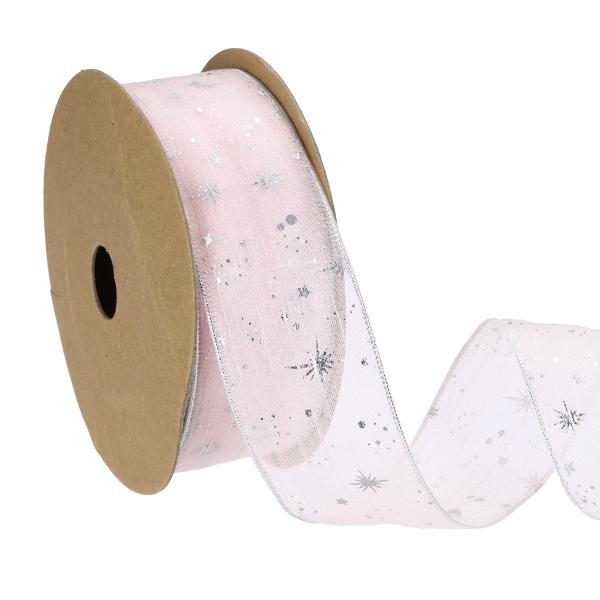 PATIKIL オーがんザスターリボンワイヤード 1.6インチ幅20ヤードクリスマスツリープリントシ...