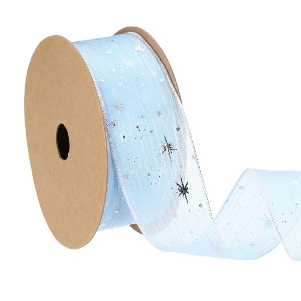 PATIKIL オーがんザスターリボンワイヤード 1.6インチ幅20ヤードクリスマスツリープリントシ...