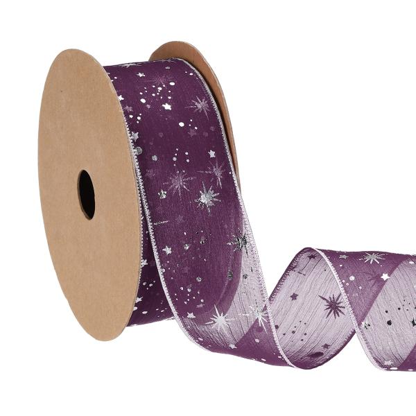 PATIKIL オーがんザスターリボンワイヤード 1.6インチ幅20ヤードクリスマスツリープリントシ...