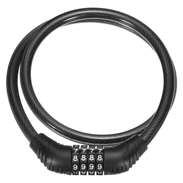 uxcell 80cm 自転車用ワイヤー鍵 4桁ダイヤル式防犯ワイヤー 黒