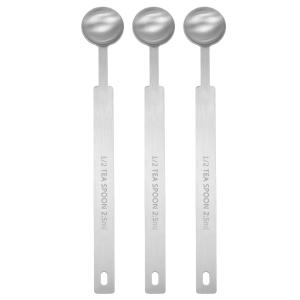 uxcell 3個単位 計量スプーン1/2tsp（1/6tbsp 2.5ml）ティースプーン/テーブルスプーン430ステンレス鋼単一 小さな角形ボウル