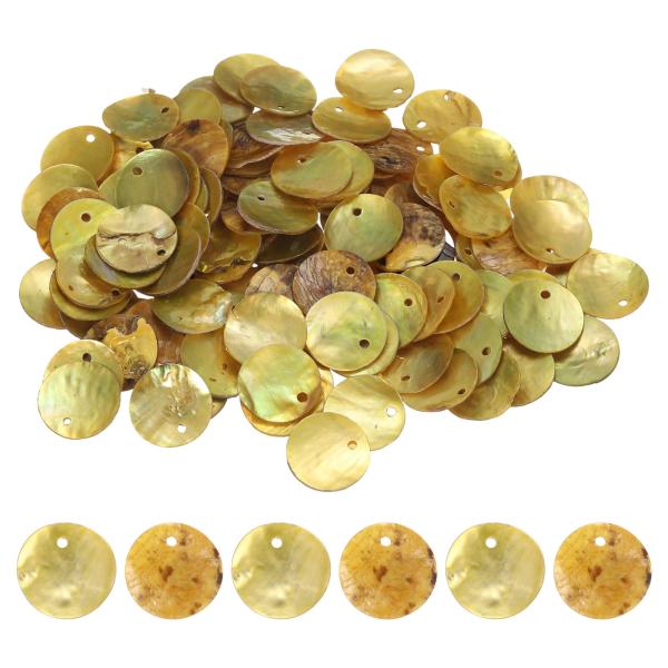 uxcell 150個15mmフラットな丸い貝殻コインビーズ カラフルなドロップ装飾ビーズ ブレスレ...