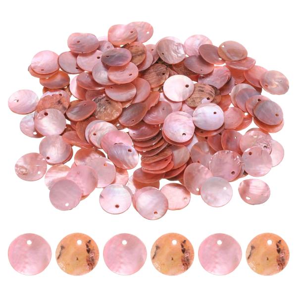 uxcell 150個15mmフラットな丸い貝殻コインビーズ カラフルなドロップ装飾ビーズ ブレスレ...