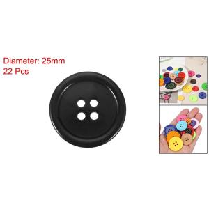 uxcell 22個 黒樹脂ボタン 1(25m...の詳細画像1