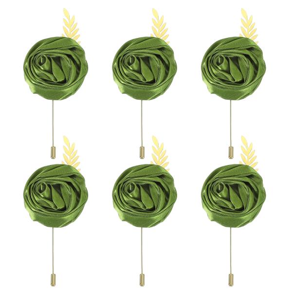 uxcell 6個 花婿ブートニアローズブートニアピン 結婚式記念日プロムフォーマルパーティー用 緑...