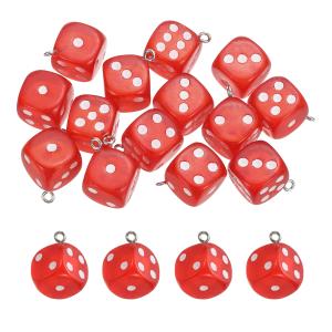 uxcell 20個 透明なダイスビーズ装飾3Dキューブアクリルダイス装飾ペンダントブレスレット宝石メイキングイヤリングネックレスキーチェーン14mm