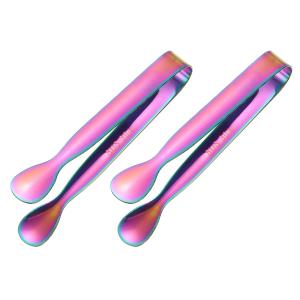uxcell 2個セット ミニサーバートング 4.3インチ キッチン トング ステンレス製 小さなバフェ用トング アイス/砂糖用 シャルキュトリー デ