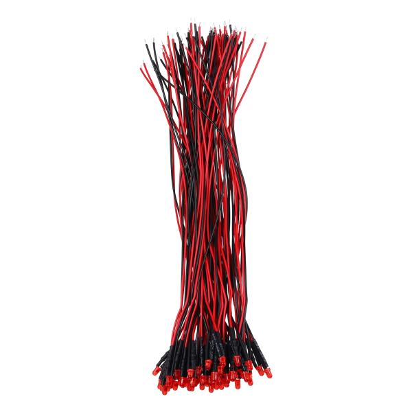 uxcell 50個入り 3 mm LEDダイオードライト 単点滅赤色 DC12V 配線済み小型発光...