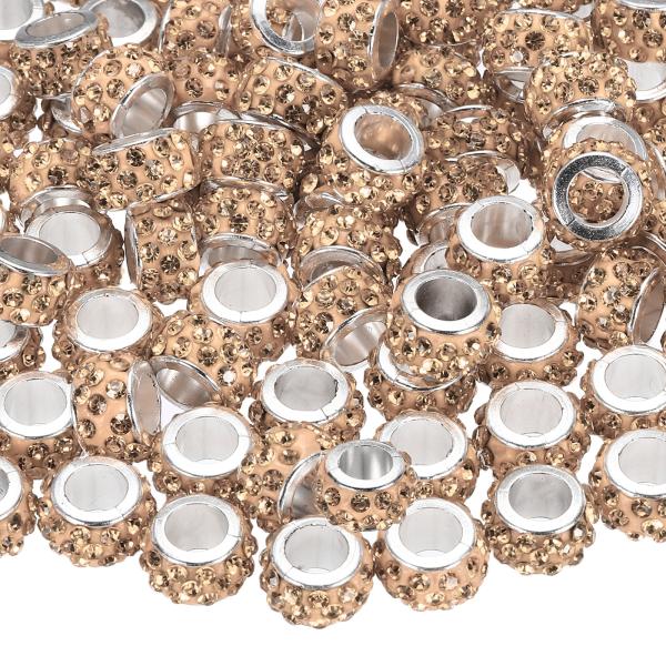 uxcell 100 個 大穴 ビーズ 12mm ラインストーン ヨーロピアン ビーズ ブレスレット...