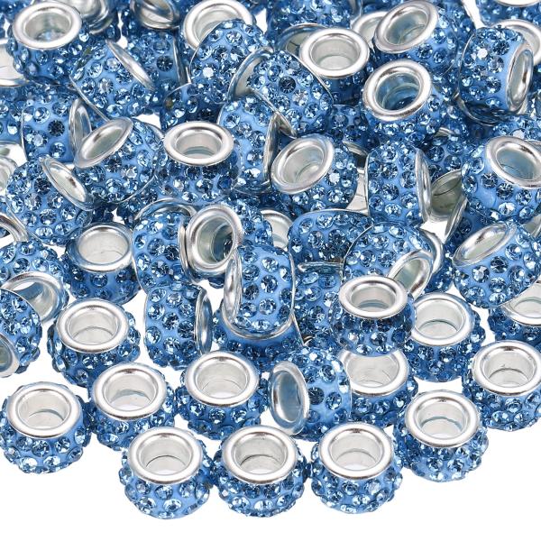 uxcell 100 個 大穴 ビーズ 12mm ラインストーン ヨーロピアン ビーズ ブレスレット...