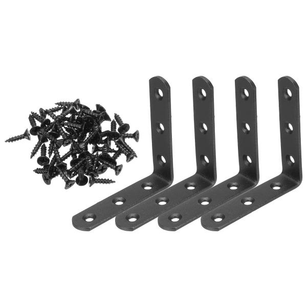 PATIKIL 4個 金属L字ブ ラケット 80mm x 80mm（3.1"x3.1"）90度Lブ ...