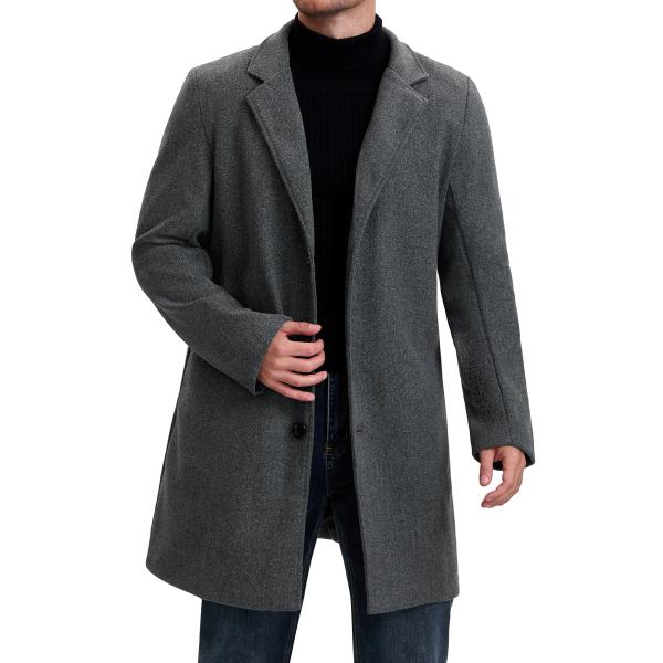 Lars Amadeus トレンチコート ロングジャケット オーバーコート スリム ノッチドラペル ...