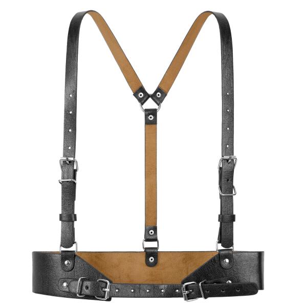 Elerevyo レディースパンクウエストベルト、レザーストラップボディハーネスゴシックワイドベルト...