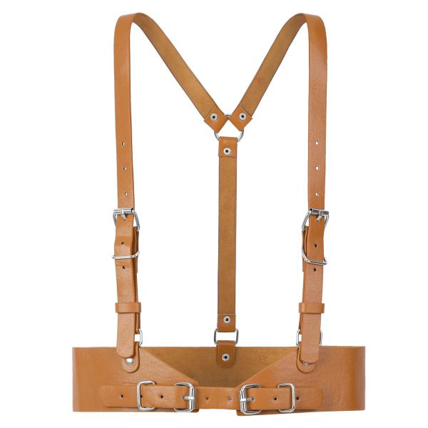 Elerevyo レディースパンクウエストベルト、レザーストラップボディハーネスゴシックワイドベルト...