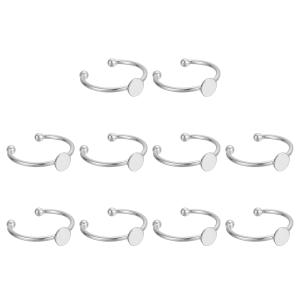 uxcell 10個 セット 金属 リング ベース ブ ランク 6mm 調整 可能 パッド カボション 用 リング ベース フラット ベゼル トレイ