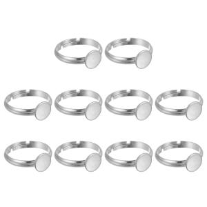 uxcell 10個 セット 金属 リング ベース ブ ランク 8mm 調整 可能 パッド カボション リング ブ ランク ベース フラット ベゼル