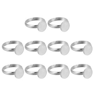 uxcell 10個 セット 金属 リング ベース ブ ランク 10mm 調整 可能 パッド カボション リング ブ ランク ベース フラット ベゼル