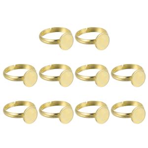 uxcell 10個入り金属リングベース空白 10mm調整可能パッドカボションリングベース フラットベゼルトレー ジュ エリー製作用パーツ DIYクラ