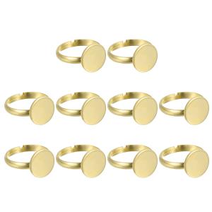 uxcell 10個入り金属リングベース空白 12mm調整可能パッドカボション用リングベース・フラットベゼルトレー ジュ エリー製作・DIYクラフト用