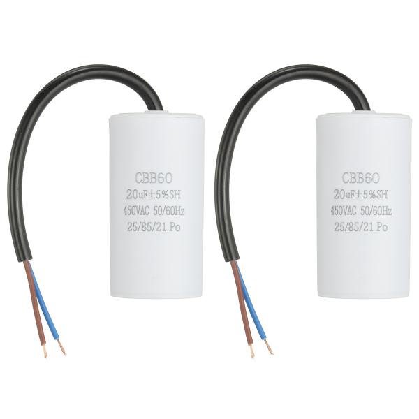 uxcell 2個入り CBB60 運転用コンデンサ 20μF 450V AC 2線式 50/60H...