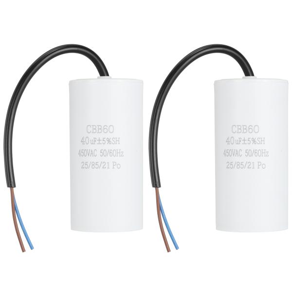 uxcell 2個セット CBB60 ランニングコンデンサー 40μF 450V AC 2線式 50...