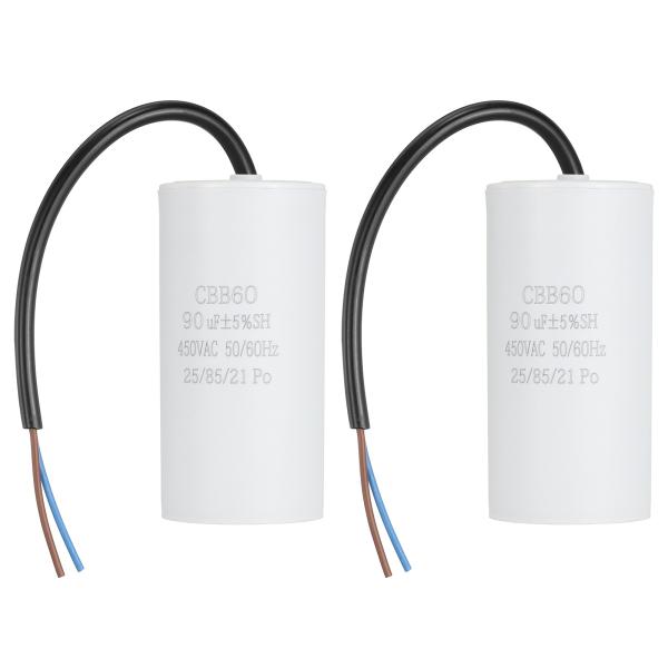 uxcell 2個入り CBB60 運転用コンデンサ 90μF 450V AC 2線式 50/60H...