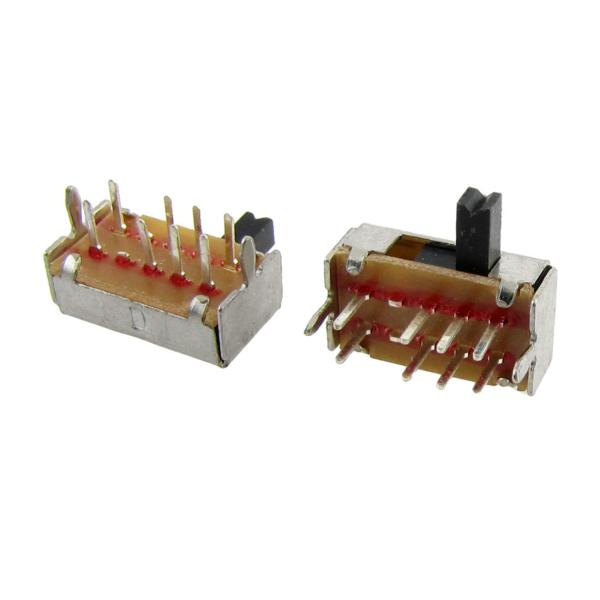 uxcell スライドスイッチ サイドノブ PCB 8ピン 3ポジション 2P3T DP3T 4mm...