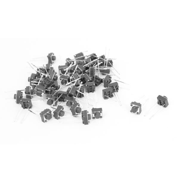 uxcell タクトスイッチ DIP 2ピン 6x6x5mm 押しボタン 瞬間アクション 50個入り