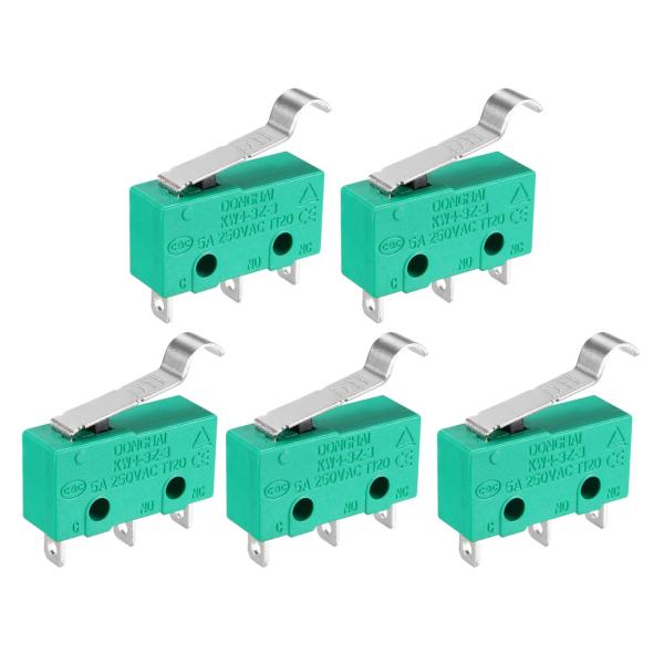 uxcell マイクロスイッチ R-レバータイプ KW4-3Z-3 5A/25VAC 5個入り