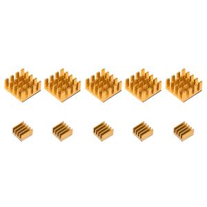 uxcell アルミニウムヒートシンク 14x14x7mm 9x9x5mm 自己接着 RPI用 ゴールドトーン 5セット合計10個