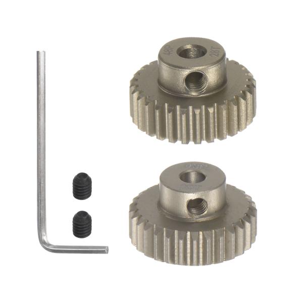uxcell 48P硬化ピニオンモーターギアセット 28T 29T 3.175mmRCモーターシャフ...