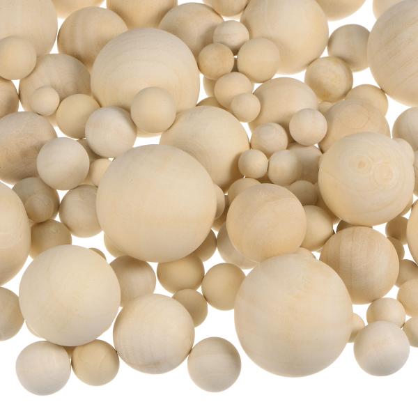 uxcell 250個 アソートサイズの木製ボール 8mm 10mm 12mm 14mm 20mm ...