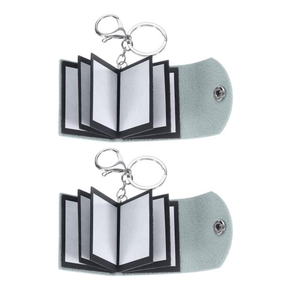 uxcell 2個 フォトアルバムキーホルダー ミニ クリエイティブ レザーミニフォトアルバムキーチ...