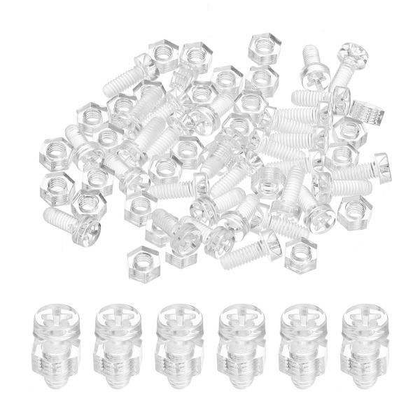 PATIKIL M4x10mm アクリル ネジ 六角ナット付き 50セット PCプラスチックラウンド...