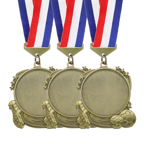 PATIKIL 3個 受賞メダル 3インチ サッカープレイスメダルトロフィー スムースリボン付き ス...