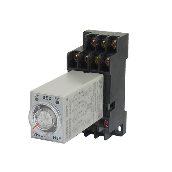 uxcell タイムリレー+ソケット 遅延タイマー 端子遅延タイマー DC 24V H3Y-4 4P...