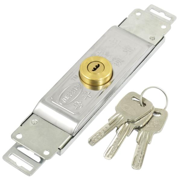 uxcell ドアロック ロックシリンダ シャッター用 メタル製 3鍵付き シルバートーン