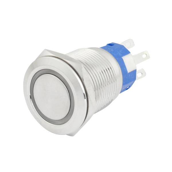 uxcell プッシュボタンスイッチ ステンレス鋼 ラッチ グリーンの LEDライト 19mm 24...