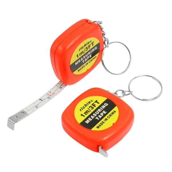 uxcell ミニテープメジャー 巻き尺 プラスチック定規1ｍ 測定工具 ２個入り キーリング オレ...