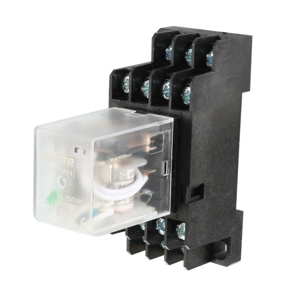 uxcell 電磁リレー HH54P DIN レール 24VDC コイル 4PDT 14P パワー ...